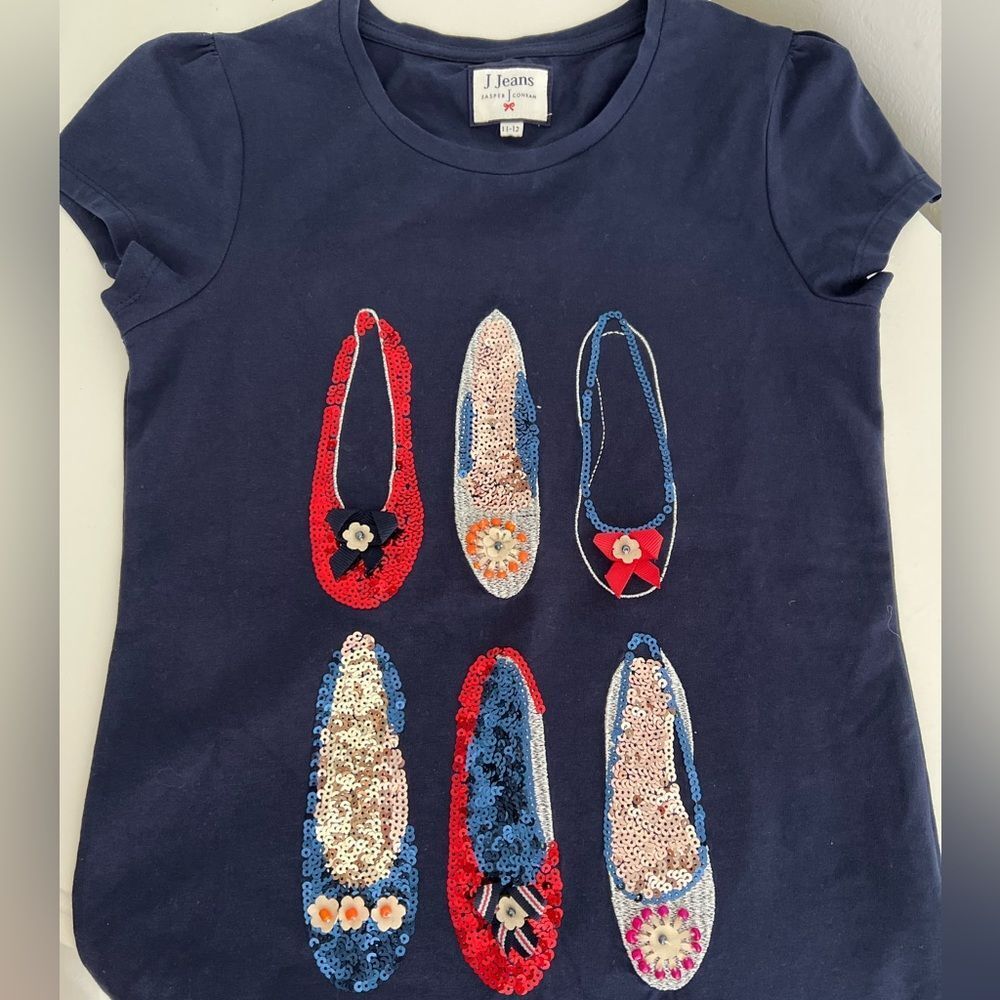 Jasper Conran Sequin Shoe Design T-Shirt size 12